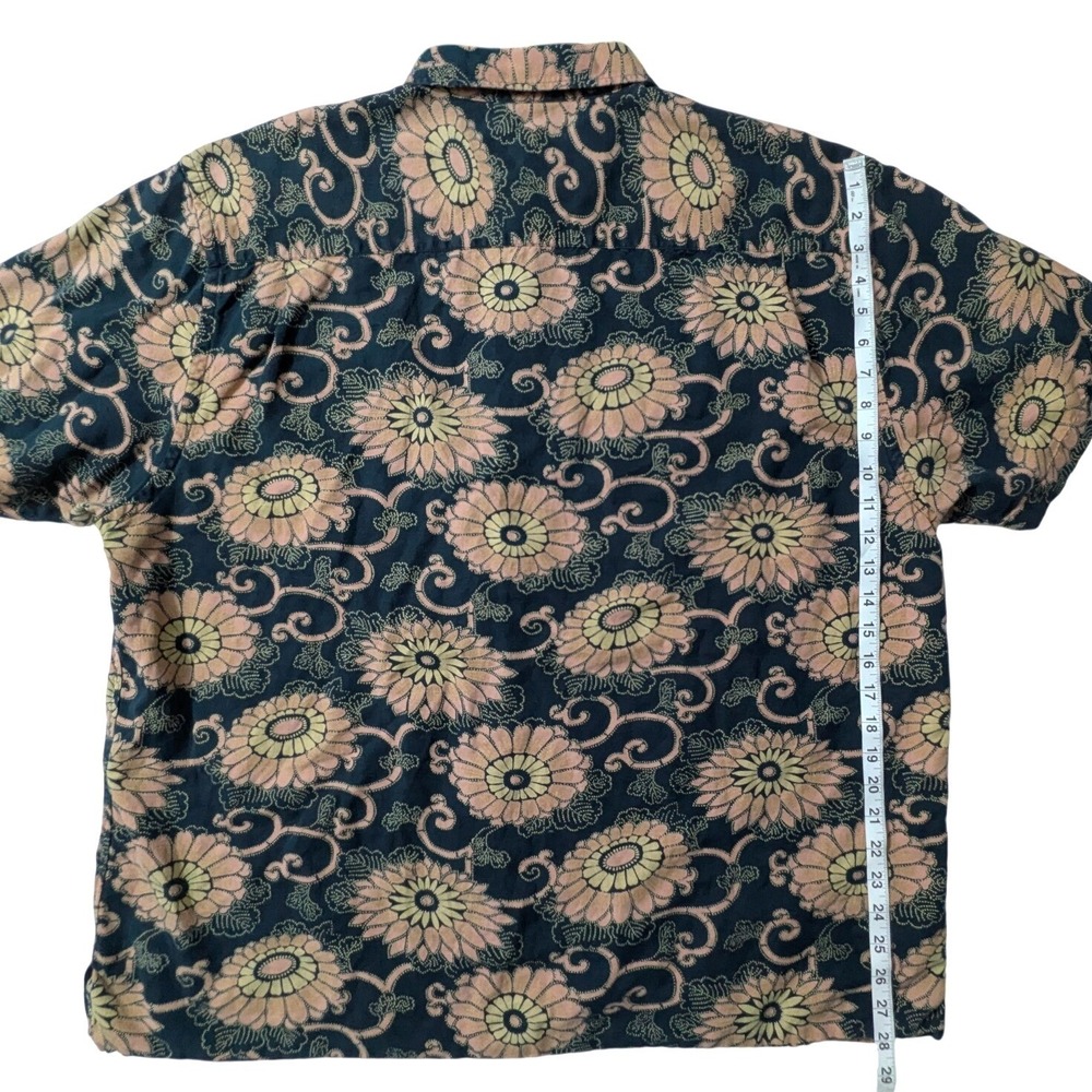 Nautica Jeans Co Floral Button Up Shirt XL Linen Cotton Camp Shirt Y2K - Picture 11 of 12